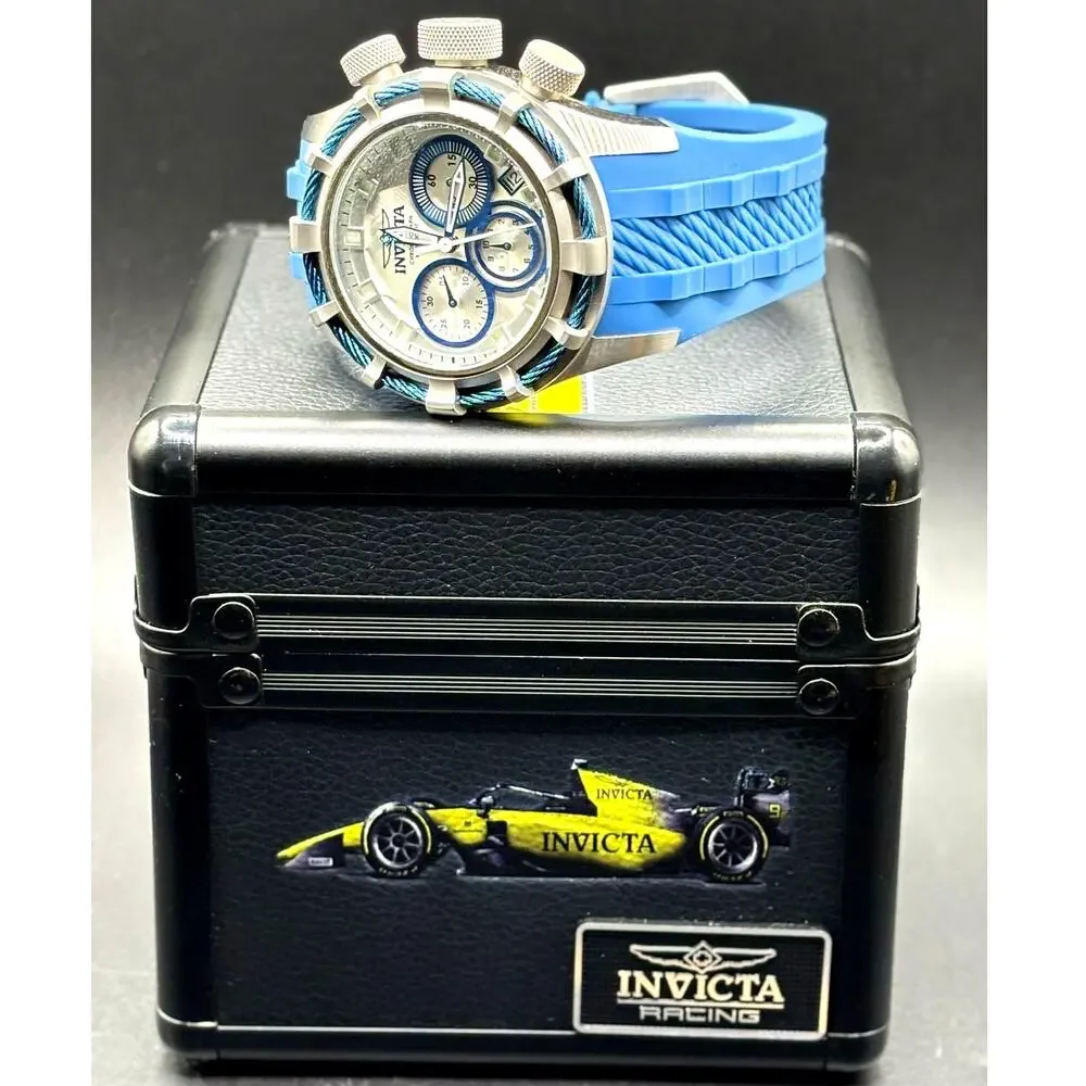 Invicta Bolt 22152 Chronograph 50mm Silver Blue Men’s Silicone Strap Watch